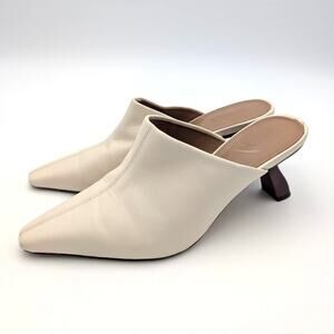 Sam Edelman Skya Pointed Toe Kitten Heel Mule Women's Ivory Size US8M EU38